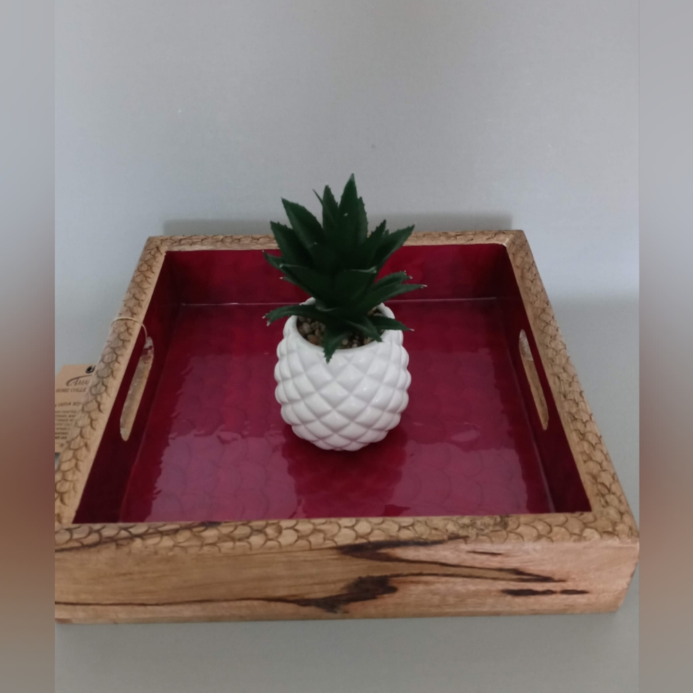 Tray  color burgundy  AMAN Home collection Service  square classic elegant New